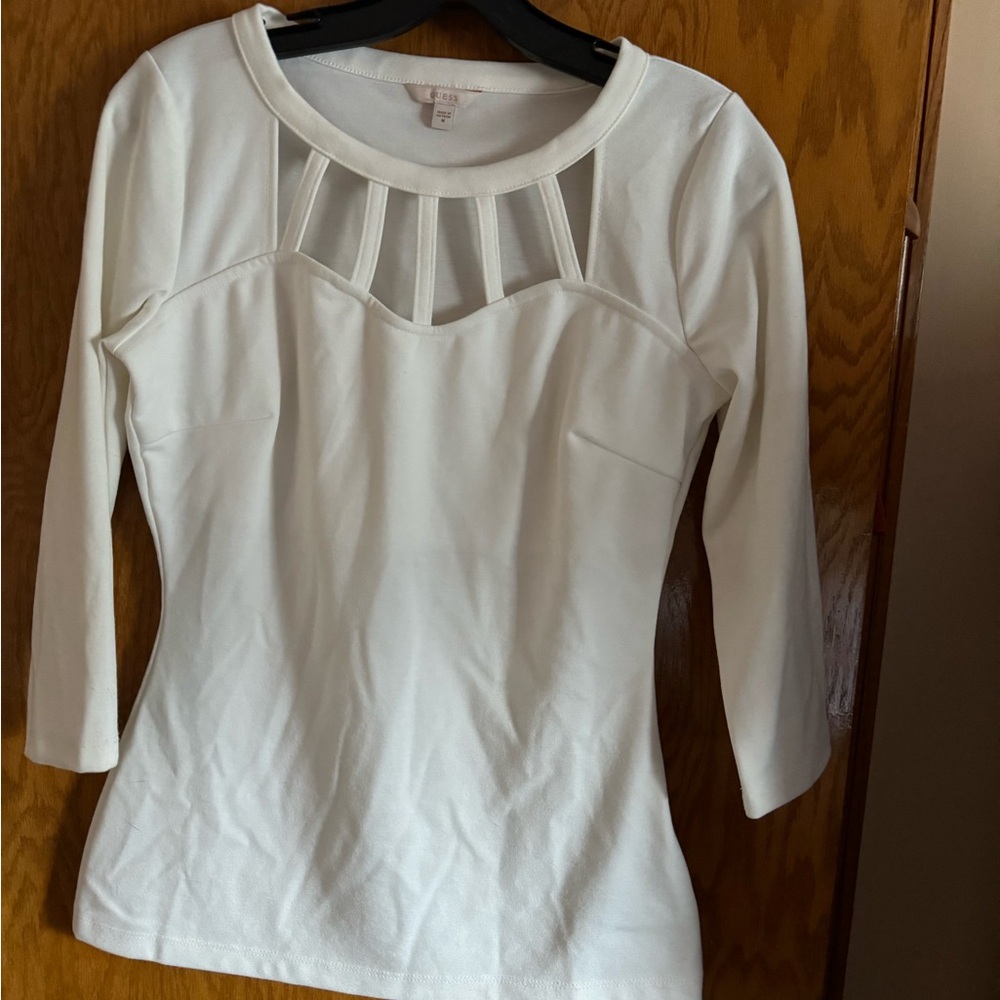Guess White Cut-Out Sleeve Blouse